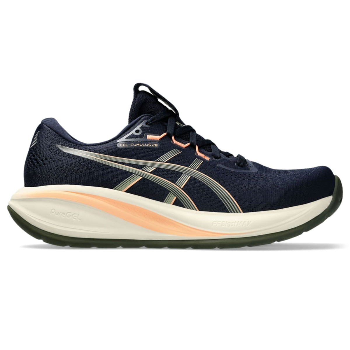 Midnight/Khaki Green — lateral externa do ASICS GEL-Cumulus 28 Masculino