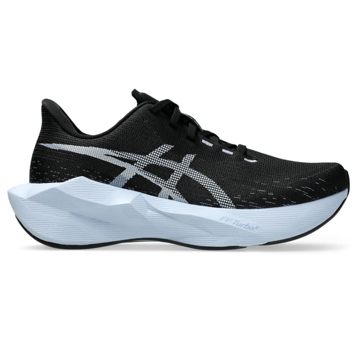Black/Solid Air — lateral externa do ASICS Novablast 6 Feminino